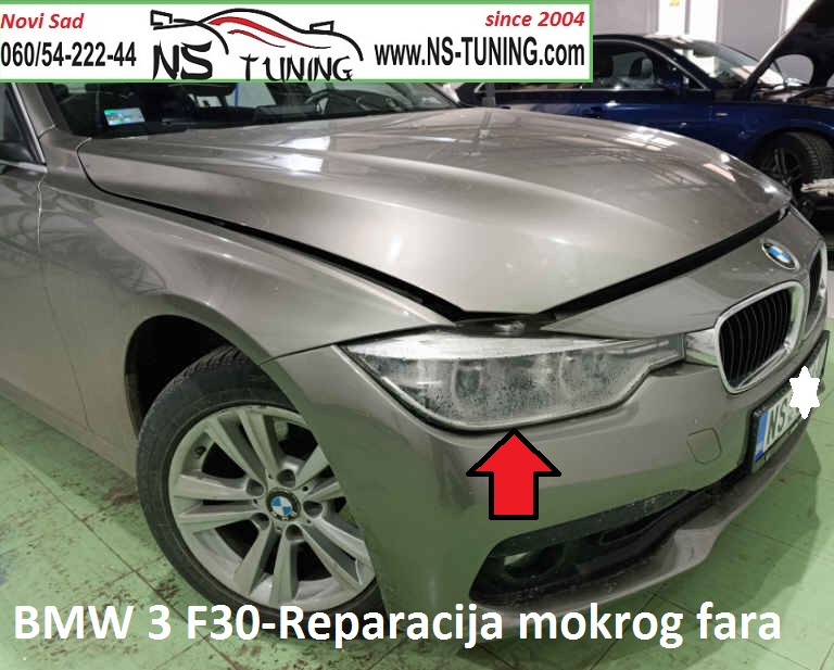 bmw 3 f30 2014 2015 2016  led far mokar slomljeno kuciste reparacija servis farova novi sad ns tuning